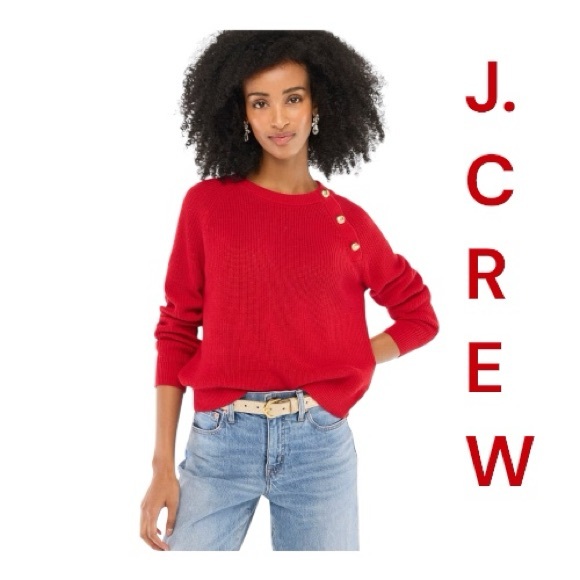 J. Crew Sweaters - J. CREW Button Raglan Crewneck Sweater, Size M.